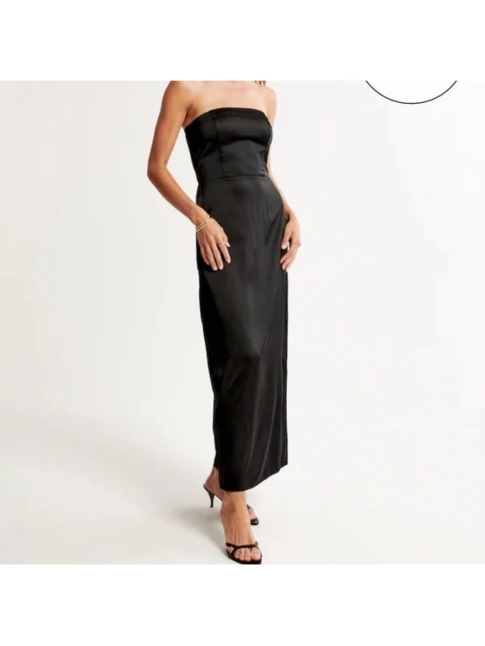 Abercrombie & Fitch Strapless Satin Sculpt Maxi Dress Black Tie Small NWOT